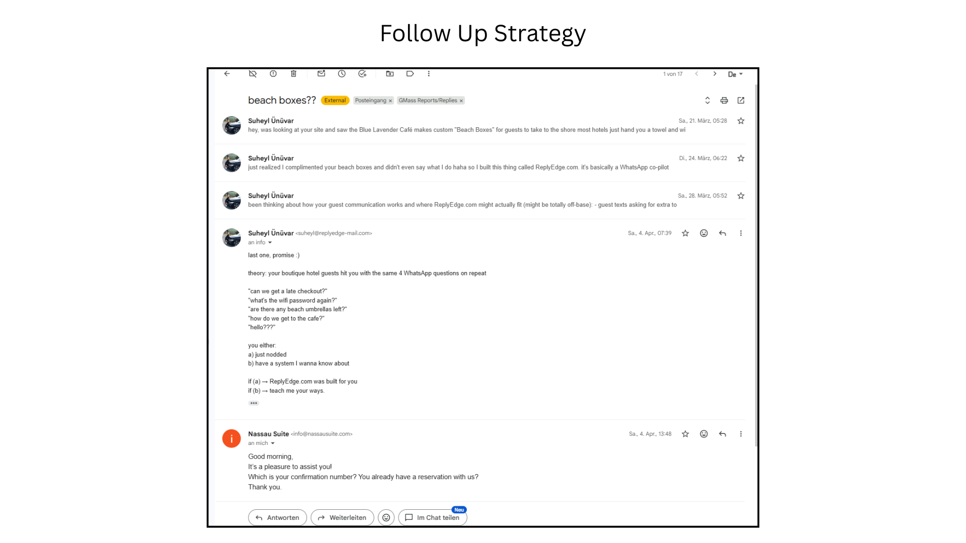 Beispiel-Sequenz mehrerer Follow-Up-Mails