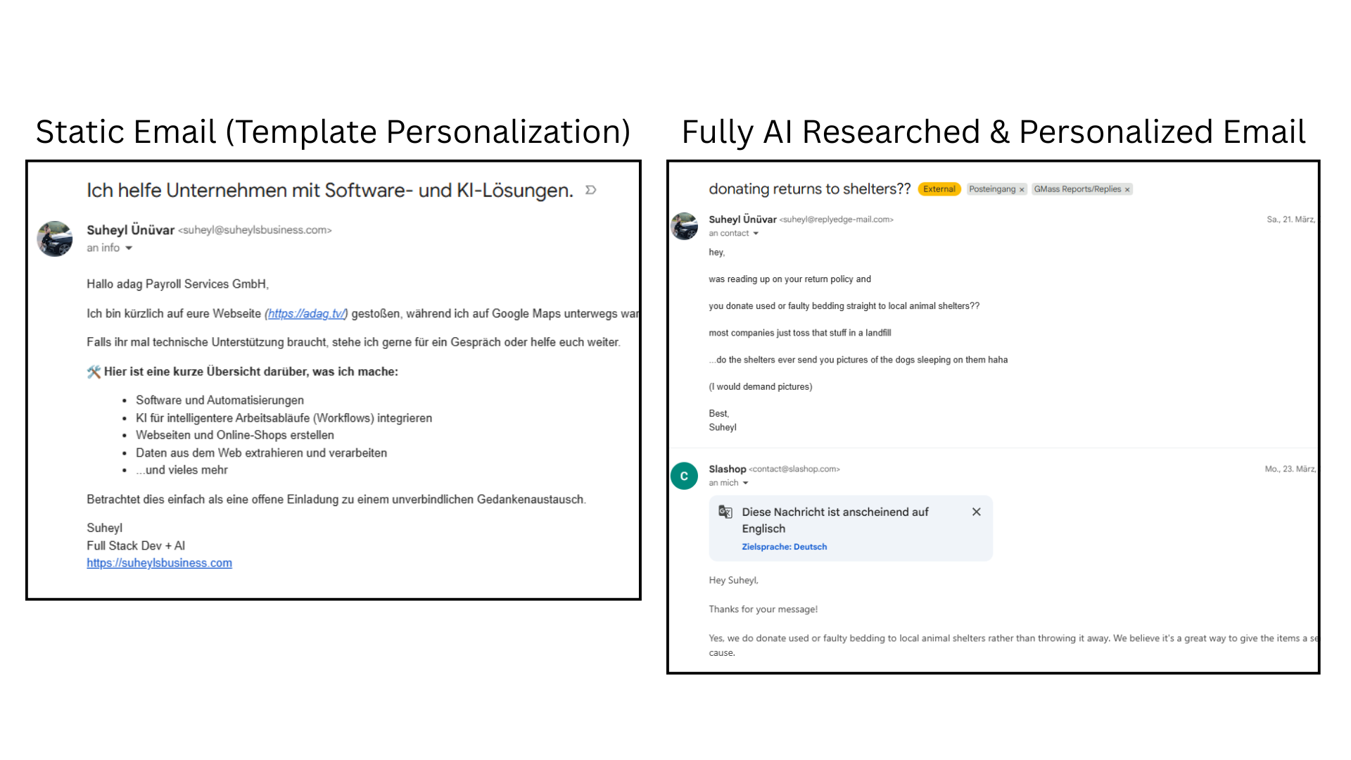 Statische Template-Mail vs AI-personalisierte Mail